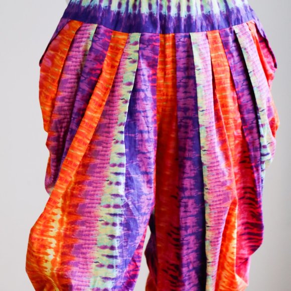 Vintage Tie Dyed Colourful Cotton Harem Pants - Picture 5 of 8